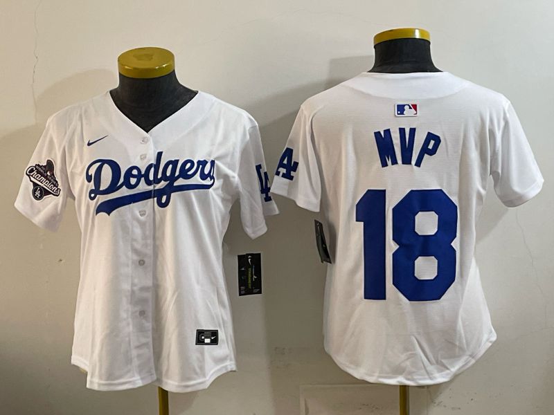 Women Los Angeles Dodgers #18 Mvp White Game 2026 Nike MLB Jersey style 09->women mlb jersey->Women Jersey